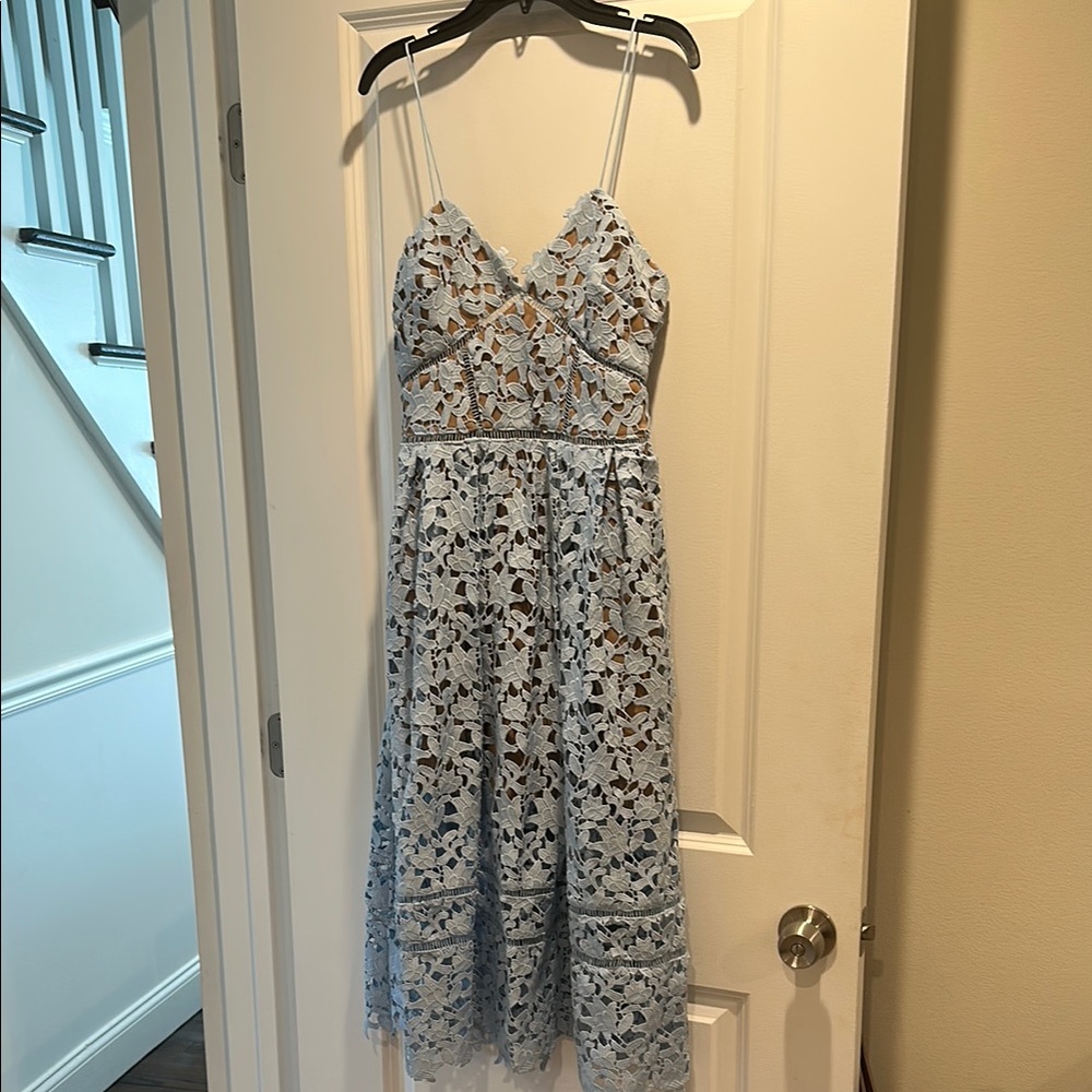 Self-Portrait Blue Sleeveless Sundress Midi
